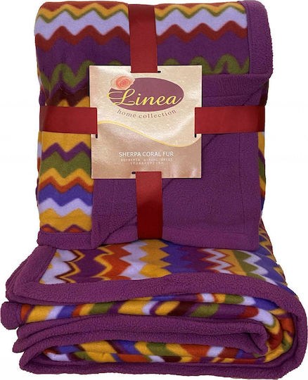Linea Home Zic Zac Одеяло Sherpa Еднолично 160x210см Лилаво