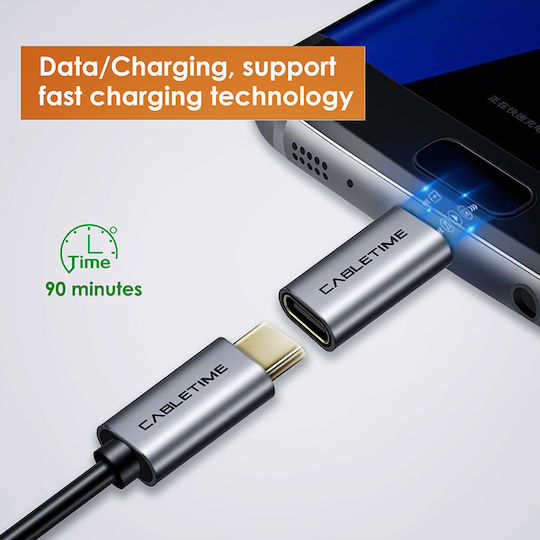 Cabletime C160 Μετατροπέας micro USB male σε USB-C female Γκρι 1τμχ