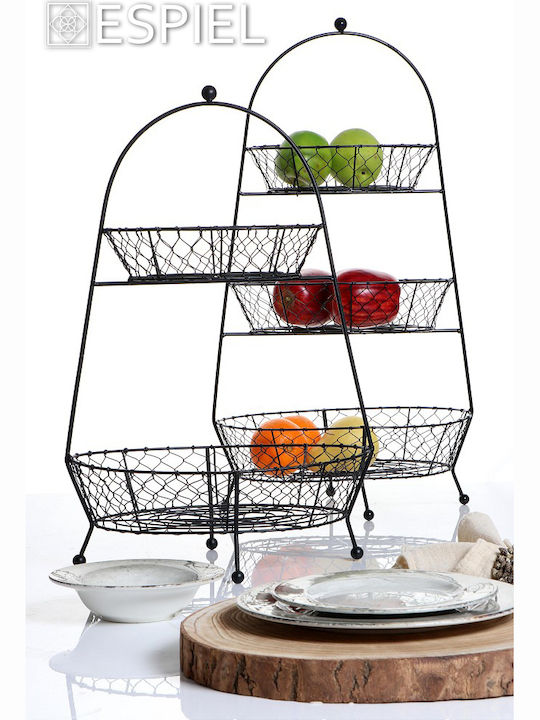 Espiel Kitchen Rack Metal in Black Color 2 Slots 34x26x52cm