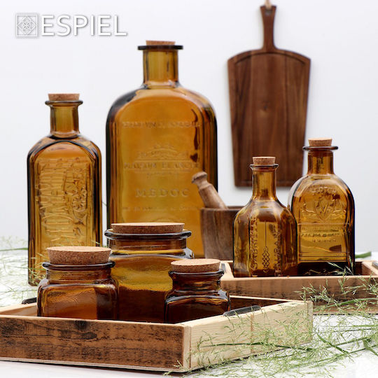 Espiel Μπουκάλι Γυάλινο με Φελλό Καφέ 500ml