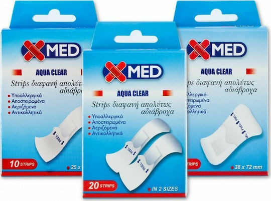 X-Med Aqua Clear Αυτοκόλλητα Επιθέματα 72x25mm 10τμχ