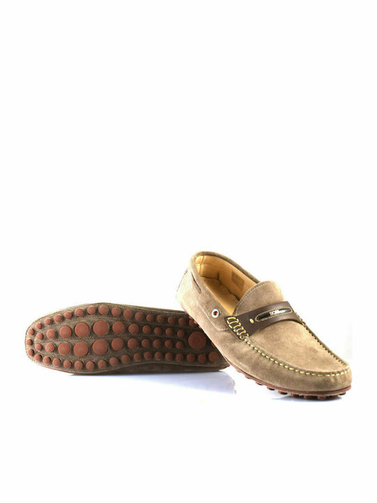 Boss Shoes Men's Leather Boat Shoes Beige