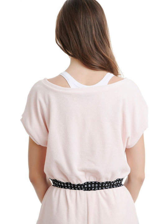 BodyTalk 1211-903820 Women's Athletic Crop Top Short Sleeve Pink