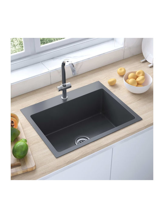 vidaXL Drop-In Sink Inox Satin W59xD44cm Black