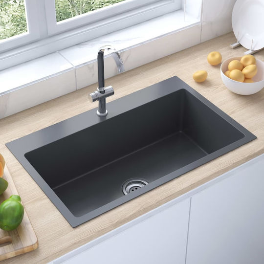 vidaXL Ένθετος Νεροχύτης Inox Μ70xΠ44cm Black