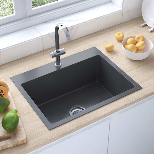 vidaXL Ένθετος Νεροχύτης Inox Σατινέ Μ55xΠ44cm Black