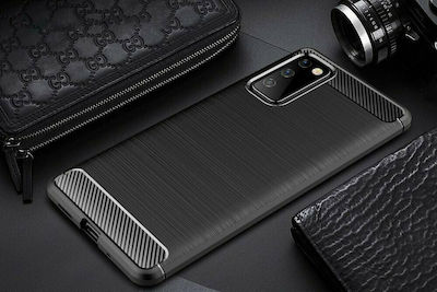 Hurtel Carbon Umschlag Rückseite Silikon Schwarz (Galaxy S20 FE)