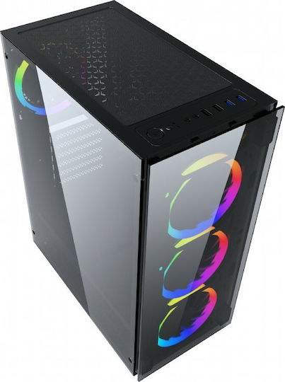 Gembird Fornax 1500RGB Gaming Middle Tower Carcasă PC cu Deschidere Laterală Ventilatoare RGB LED
