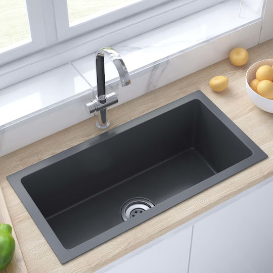 vidaXL Ένθετος Νεροχύτης Inox Σατινέ Μ60xΠ30cm Μαύρος