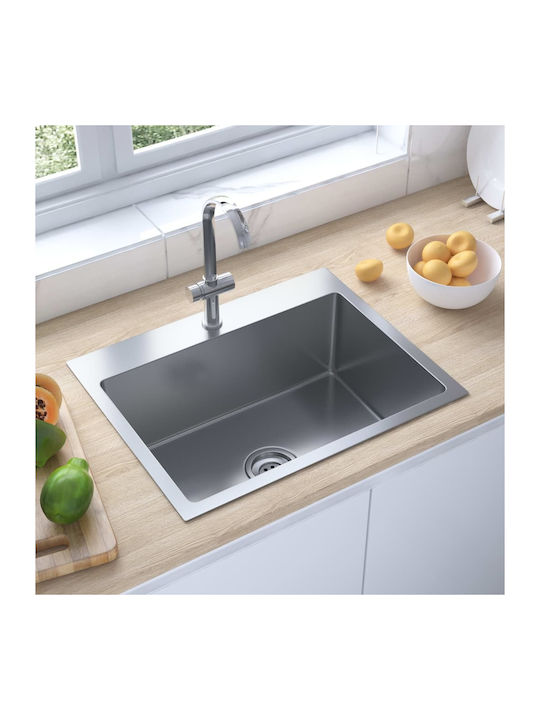 vidaXL Ένθετος Νεροχύτης Inox Brushed Μ51xΠ44cm Ασημί