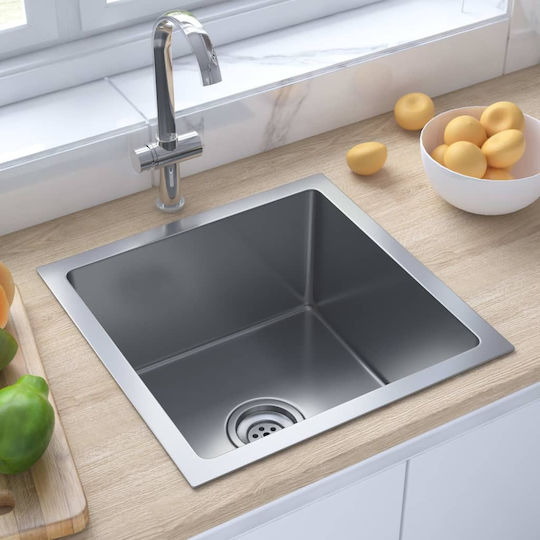 vidaXL Drop-In Sink Inox Satin W40xD40cm Silver