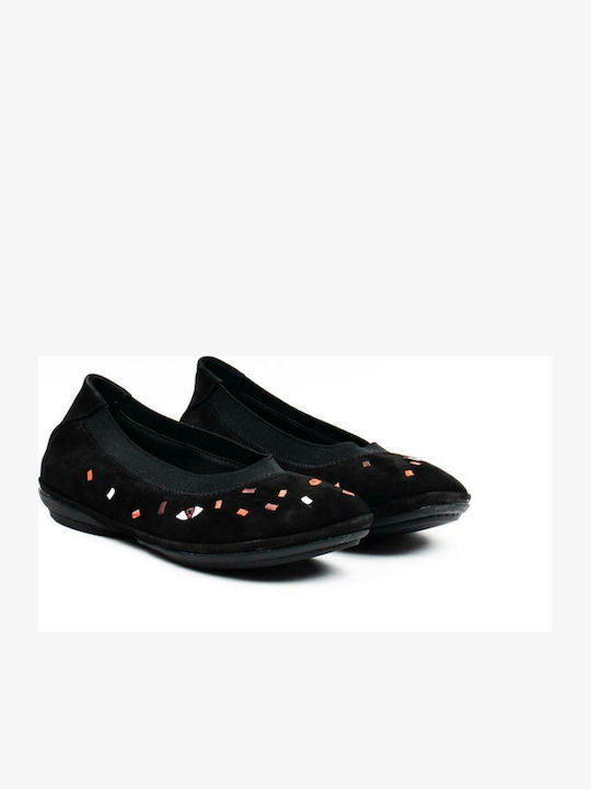 Suede Γυναικείες Μπαλαρίνες σε Μαύρο Χρώμα