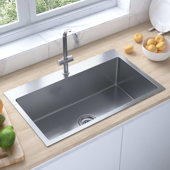 vidaXL Drop-In Sink Inox Satin W70xD44cm Silver