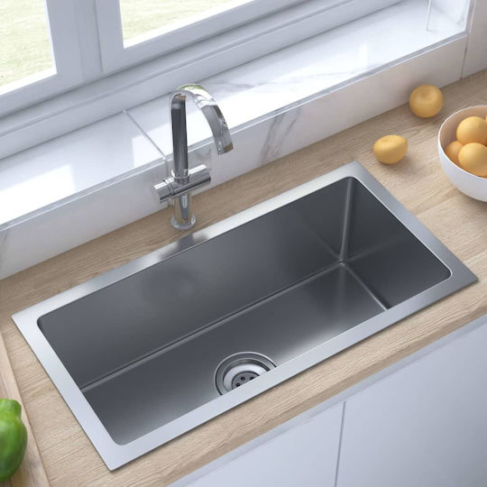 vidaXL Ένθετος Νεροχύτης Inox Σατινέ Μ60xΠ30cm Ασημί