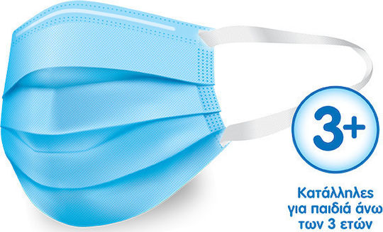 MEGA Surgical Masks Disposable Type I Small Protective Mask Non-Reusable Type I Surgical Small Kids Blue 40x5pcs