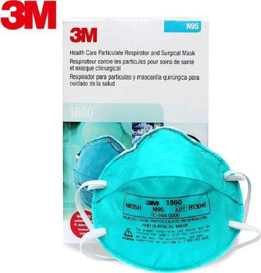 3M 1860 Μάσκα Προστασίας FFP2 Γαλάζια 1τμχ