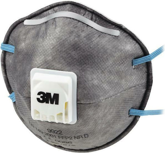 3M 9922 Μάσκα Προστασίας FFP2 με Βαλβίδα σε Γκρι χρώμα 1τμχ