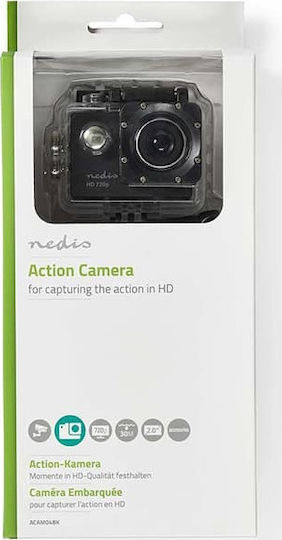 Nedis ACAM04BK Action Camera HD (720p) Υποβρύχια (με Θήκη) με Οθόνη 2" Μαύρη
