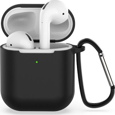 FoneFX Husă Silicon cu cârlig în culoarea Negru pentru Apple AirPods 1 / AirPods 2