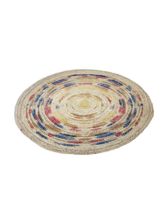 Klonaras Dipinto Handmade Rug Round Summer from Jute Beige