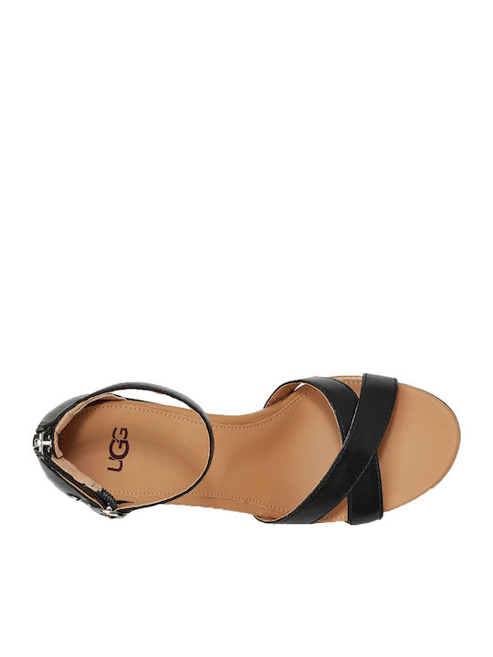 Ezrah Women's Leather Ankle Strap Platforms Black