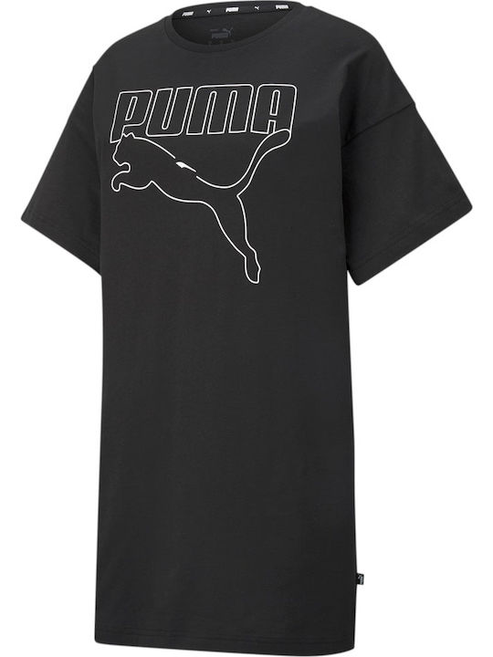Rebel Summer Mini Athletic Dress T-Shirt Short Sleeve Black
