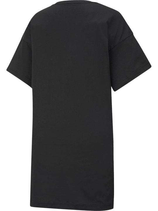 Rebel Summer Mini Athletic Dress T-Shirt Short Sleeve Black