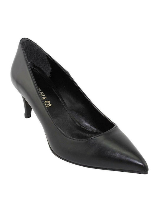 Stefania Pointed Toe Black Medium Heels