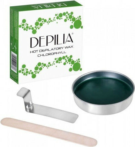 Depilia Hair Removal Wax in Pan for Face & Body for Sensitive Skin Chlorophyll 100ml