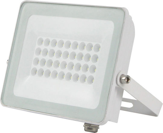 Lucas LED Στεγανός Προβολέας LED 30W Ψυχρό Λευκό 6400K IP66