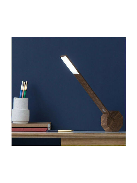 Gingko Octagon Презареждаема Настолна Лампа за Цокъл Вграден LED в Кафяв Цвят