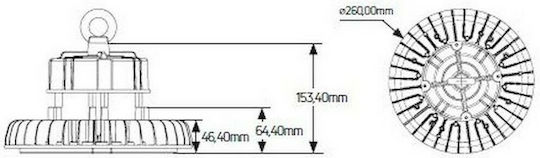 Geyer Commercial Bell Light 200W Natural White 26000lm with Built-in LED Black