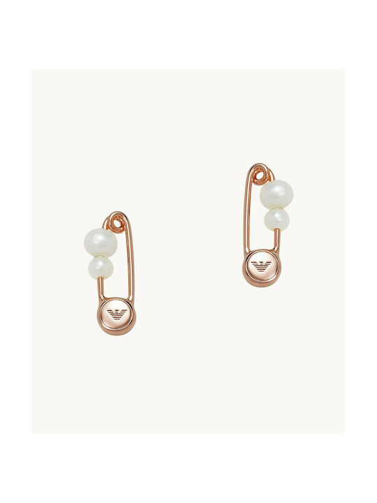 Emporio Armani Earrings Pendants made of Steel Gold Plated with Pearls