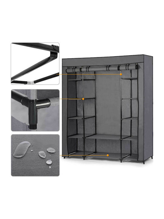 Massido Massido Stoffschrank mit Reißverschluss und Regalen in Gray Farbe 135x45x170cm