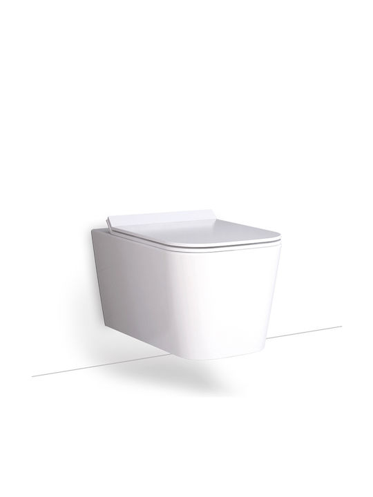 Bianco Ceramica Enzo Λεκάνη Κρεμαστή Rimless με Slim Κάλυμμα Soft Close Λευκή