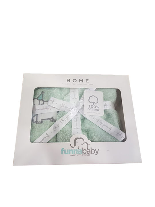 Funna Baby Βρεφικό Πόντσο-Μπουρνούζι με Κουκούλα Party Mint 40x60εκ.