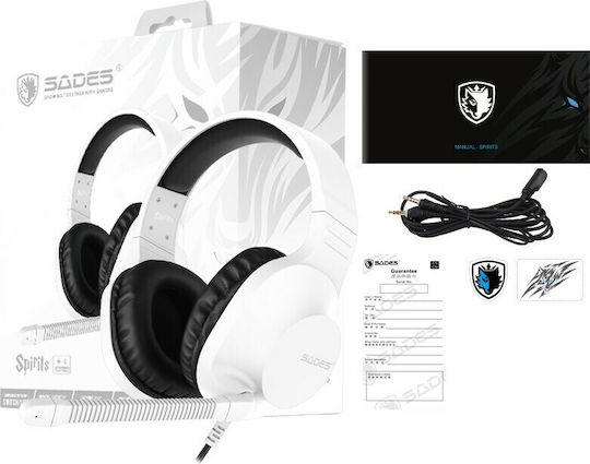Sades Spirits Over Ear Gaming Headset with Connection 2x3.5mm White