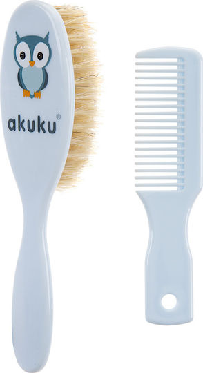 Akuku Βρεφική Βούρτσα & Χτένα Κουκουβάγια Ciel 2τμχ