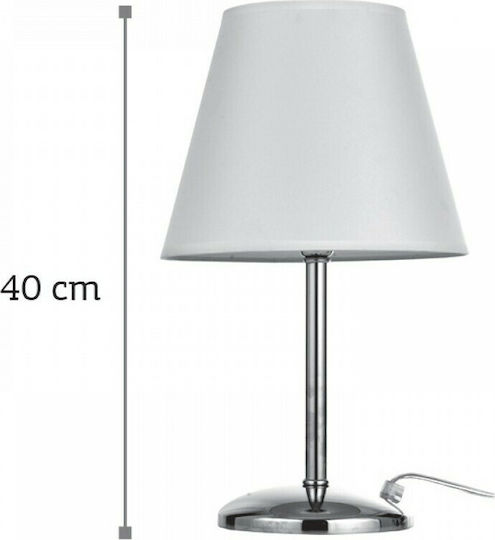 Inlight 3425 Metall Tischlampe für Fassung E14 mit Weiß Schirm und Silber Basis