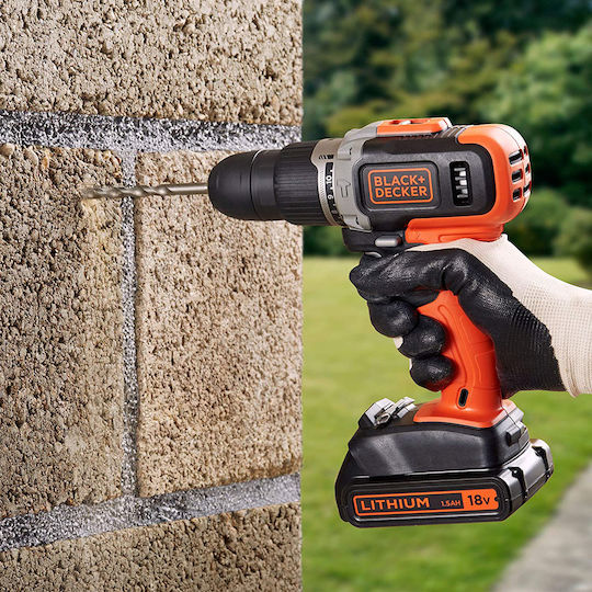 Black & Decker BCD003C2K Κρουστικό Δραπανοκατσάβιδο Μπαταρίας 18V 2x1.5Ah