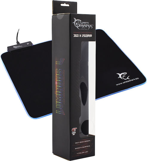 White Shark Luminous Gaming Mouse Pad Medium (350mm) με RGB Φωτισμό μέσω USB Μαύρο MP-1862