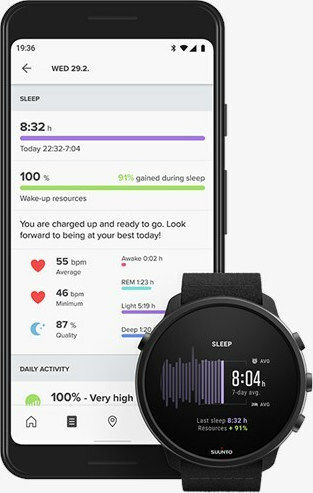 Suunto 7 Титан 50мм Водоустойчив Смартчасовник с Пулсомер (Matte Black Titanium)