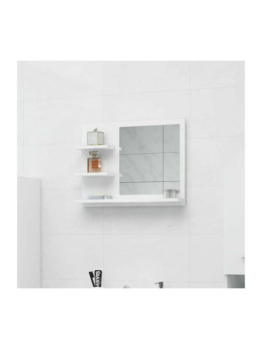 vidaXL 805012 805012 Rectangular Bathroom Mirror made of Particle Board with Shelf 60x45cm White