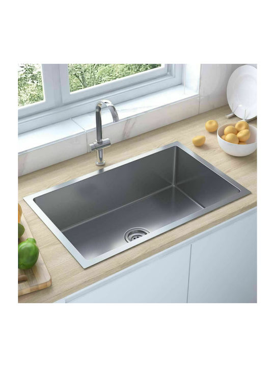 vidaXL Ένθετος Νεροχύτης Inox Brushed Μ59xΠ44cm Ασημί