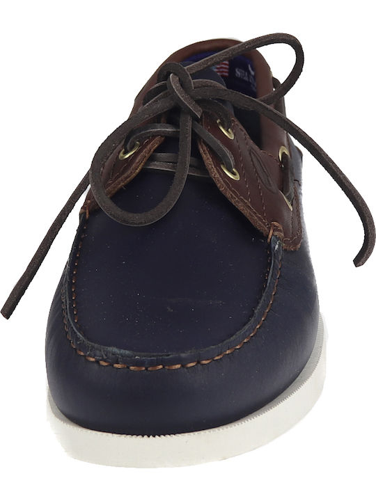 Dallas Men's Leather Boat Shoes Blue / Brandy