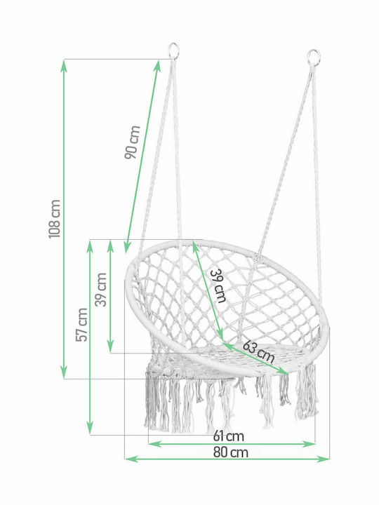 Boho Hängende Garten & Veranda Schaukel Sessel Rattan Grey Belastbarkeit bis 150kg L80xB63xH100cm