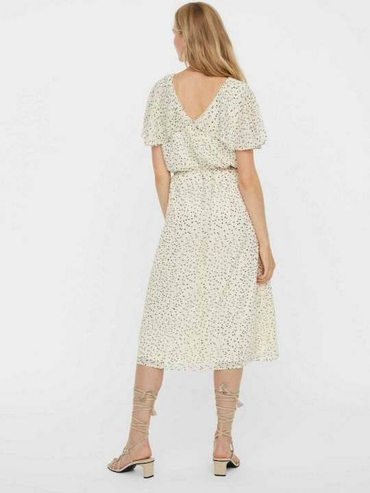 Vero Moda Mini Καλοκαιρινό All Day Φόρεμα Κοντομάνικο Beige/Birch