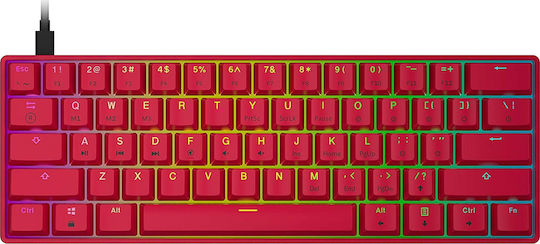 HK Gaming GK61 Gaming Mechanical Keyboard 60% with Gateron Black switches and RGB lighting (English US) Red