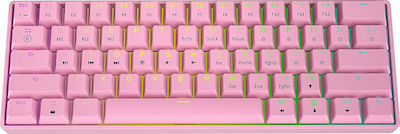 HK Gaming GK61 Gaming Mechanical Keyboard 60% with Gateron Black switches and RGB lighting (English US) Pink