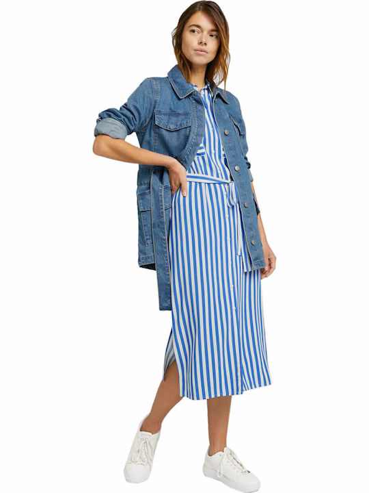 Summer Midi Shirt Dress Dress Light Blue